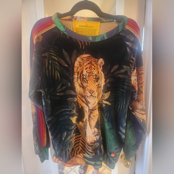 Sold. Aviator Nation Velvet Tiger Sweatshirt "Rare" - Picture 1 of 5